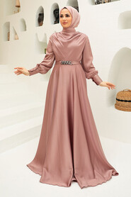  Elegant Mink Hijab Muslim Engagement Dress 3460V - 1