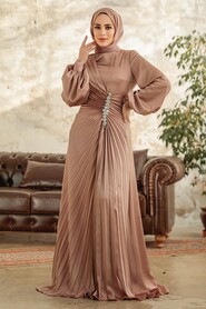  Elegant Mink Islamic Bridesmaid Dress 3933V - 2
