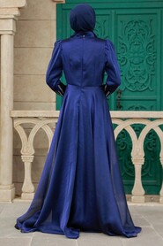  Elegant Navy Blue Muslim Engagement Dress 25854L - 3