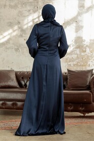  Elegant Navy Blue Islamic Bridesmaid Dress 3933L - 3