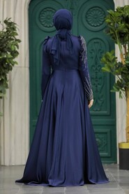  Elegant Navy Blue Muslim Fashion Wedding Dress 40641L - 3