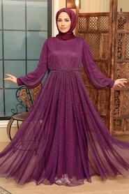  Elegant Plum Color Muslim Fashion Evening Dress 20951MU - 2