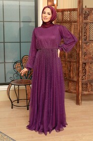  Elegant Plum Color Muslim Fashion Evening Dress 20951MU - 3