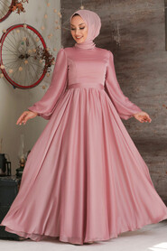  Elegant Powder Pink Islamic Clothing Evening Gown 5215PD - 1