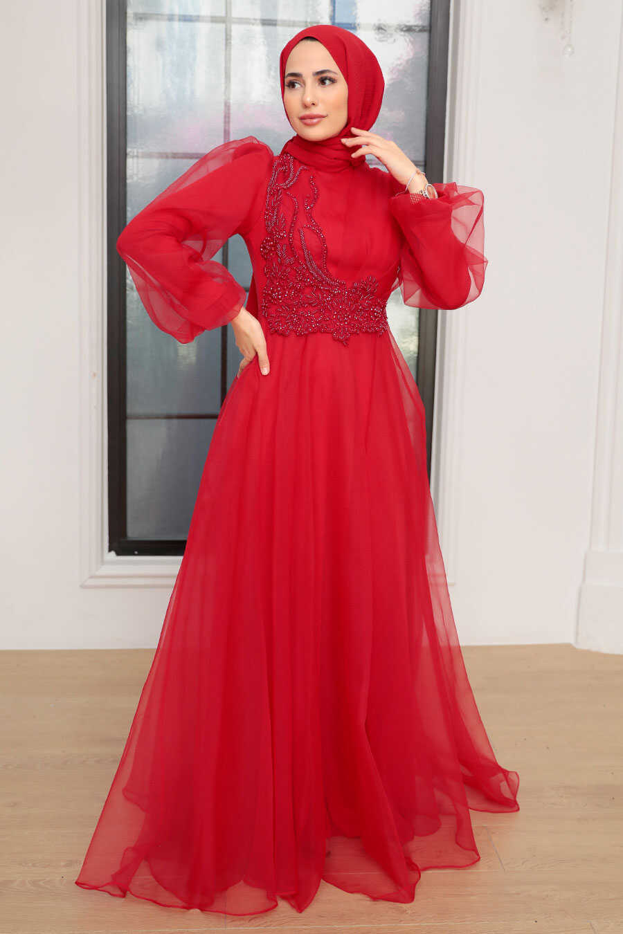 neva style elegant red muslim engagement dress 22540k evening dresses neva style 76273 29 B