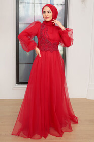  Elegant Red Muslim Engagement Dress 22540K - 1