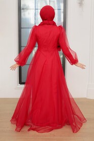  Elegant Red Muslim Engagement Dress 22540K - 3