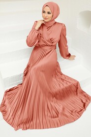  Elegant Salmon Pink Islamic Clothing Wedding Dress 3452SMN - NEVA STYLE