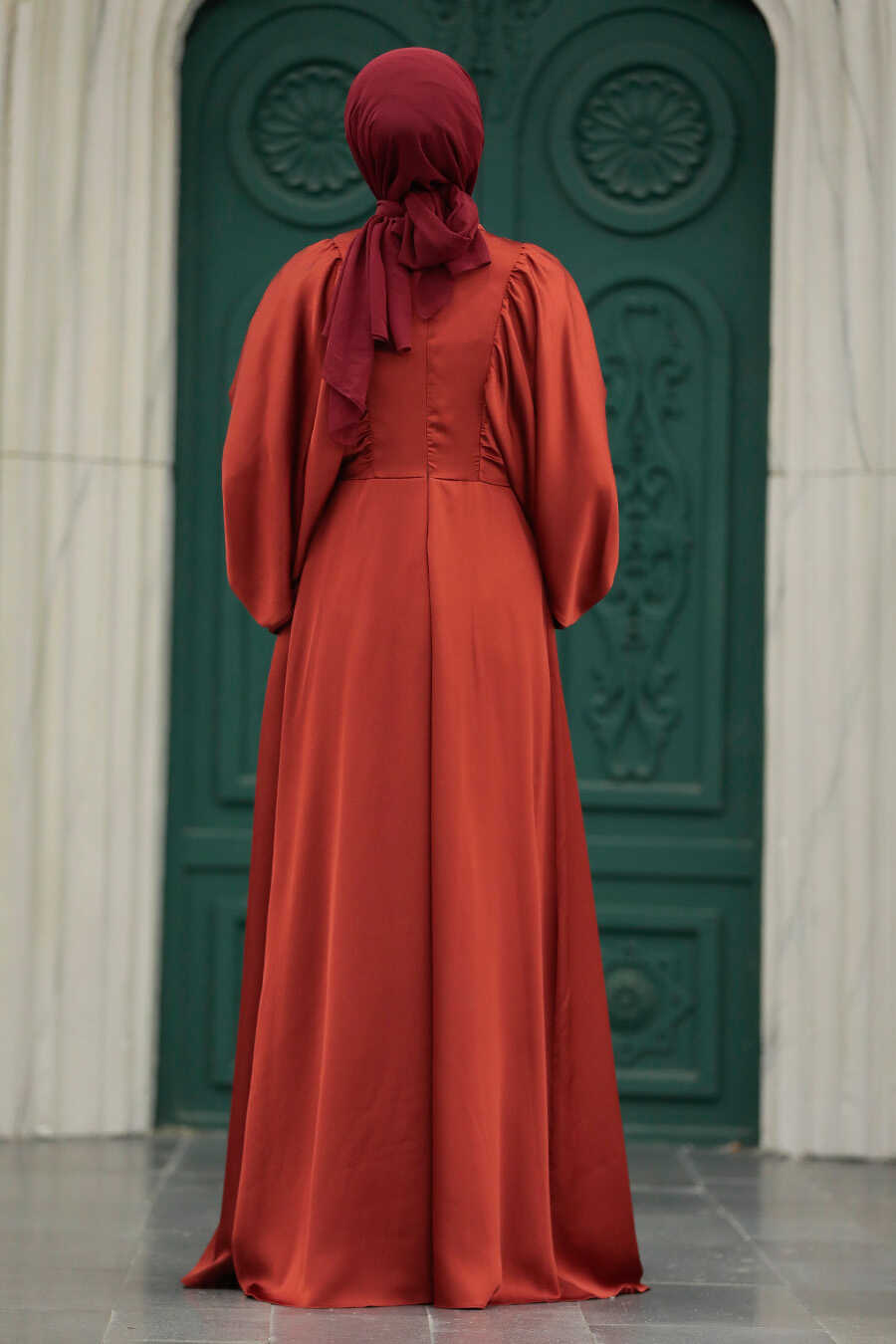 Neva Style - Elegant Terra Cotta Islamic Clothing Prom Dress 60201KRMT