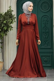  Elegant Terra Cotta Muslim Engagement Dress 39011KRMT - 1