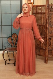  Elegant Terra Cotta Muslim Fashion Evening Dress 20951KRMT - 2