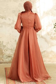  Elegant Terra Cotta Turkish Islamic Bridesmaid Dress 22310KRMT - 3