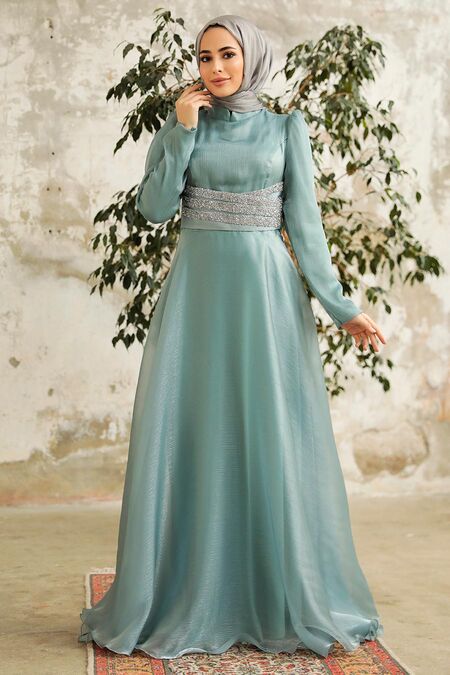 Elegant Turquoise Muslim Fashion Wedding Dress 3812TR - Neva-style.com