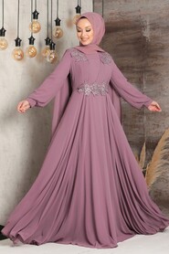 Elegant Lila Muslim Long Sleeve Dress 9130LILA - 2