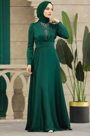  Emerald Green Black Muslim Engagement Dress 39011ZY - 2