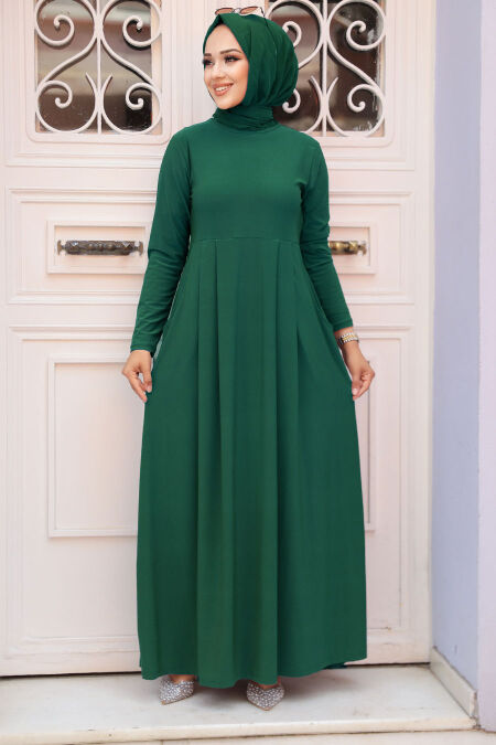 Emerald Green Hijab Dress 18130ZY - NEVA STYLE