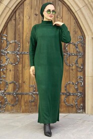  Emerald Green Hijab Knitwear Dress 34150ZY - 1