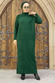  Emerald Green Hijab Knitwear Dress 34150ZY - 3