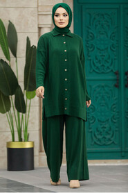  Emerald Green Hijab Knitwear Dual Suit 33860ZY - 3