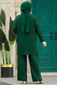  Emerald Green Hijab Knitwear Dual Suit 33860ZY - 4