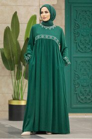  Emerald Green Hijab Turkish Dress 89581ZY - 1