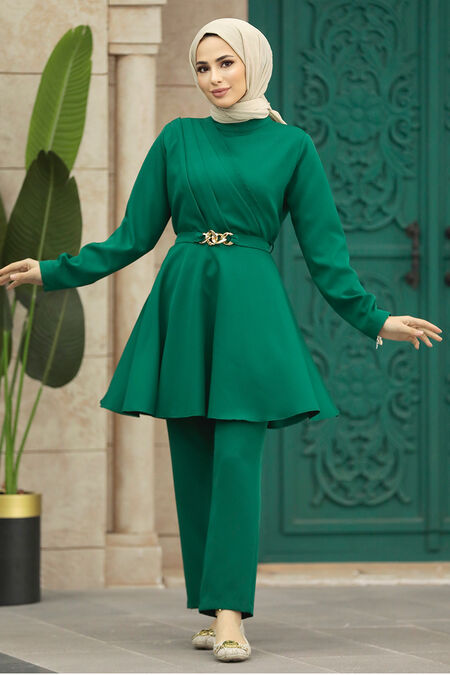  Emerald Green Hijab Turkish Dual Suit 5860ZY - NEVASTYLE
