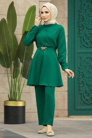  Emerald Green Hijab Turkish Dual Suit 5860ZY - 2