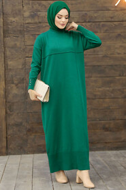  Emerald Green Hijab Turkish Mercerized Dress 10137ZY - 1