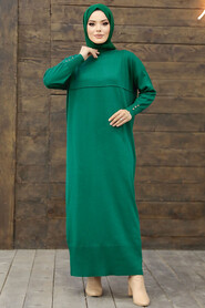  Emerald Green Hijab Turkish Mercerized Dress 10137ZY - 2