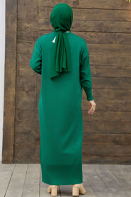  Emerald Green Hijab Turkish Mercerized Dress 10137ZY - 4