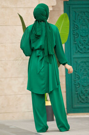  Emerald Green Islamic Clothing Dual Suit 5923ZY - 3