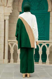  Emerald Green Islamic Clothing Knitwear Dual Suit 3412ZY - 3