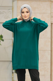  Emerald Green Knitwear Muslim Tunic 20132ZY - 2
