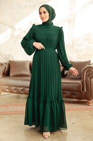  Emerald Green Long Dress for Muslim Ladies 3958ZY - 1