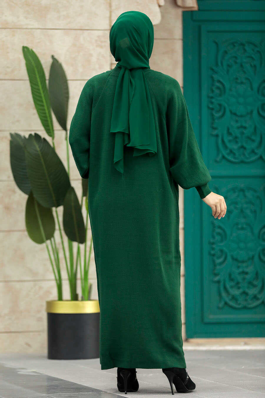 Neva Style - Emerald Green Long Knitwear Dress 34293ZY