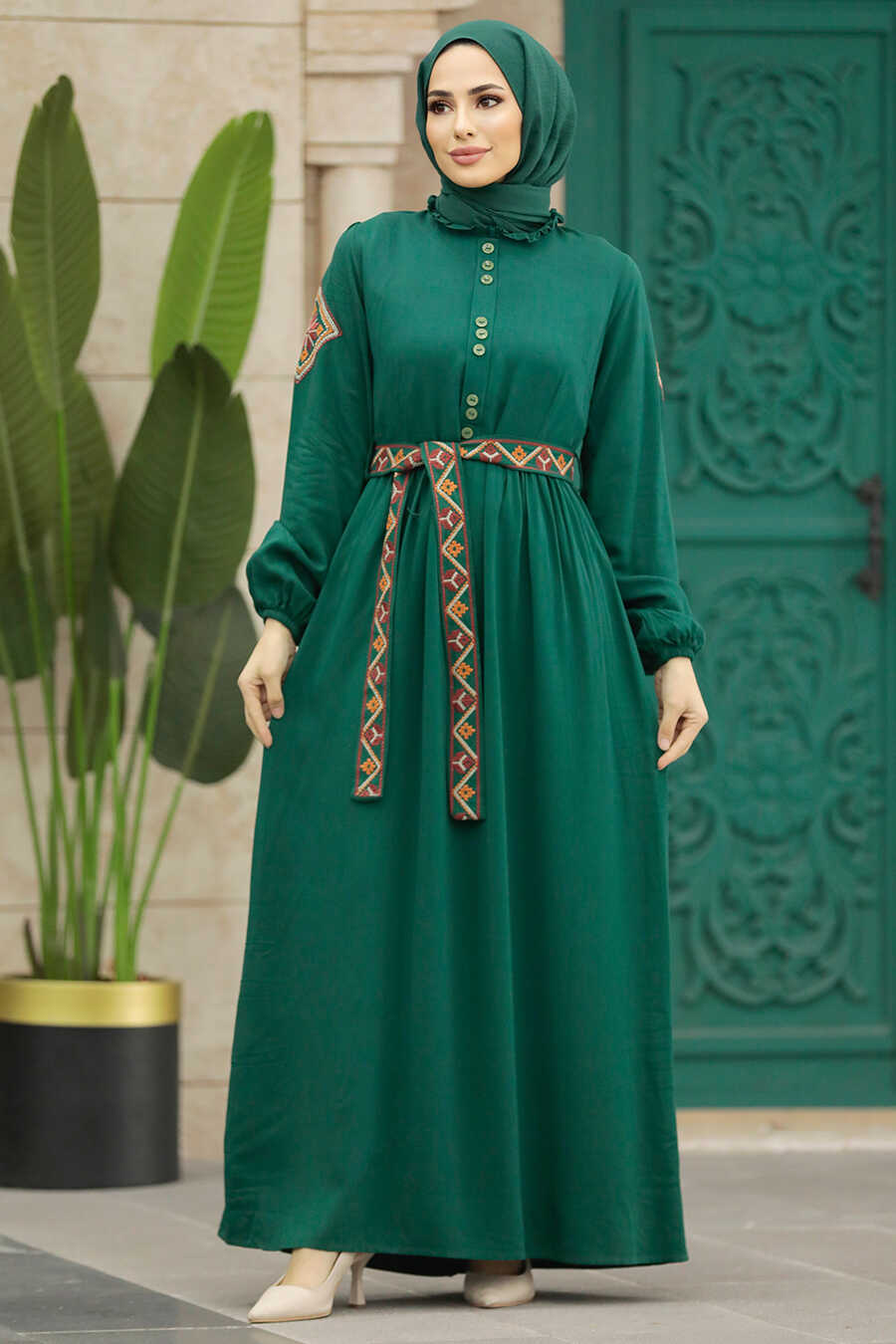 Emerald Green Long Muslim Dress 8858ZY - Neva-style.com Emerald Green Long Muslim Dress 8858ZY - Neva-style.com