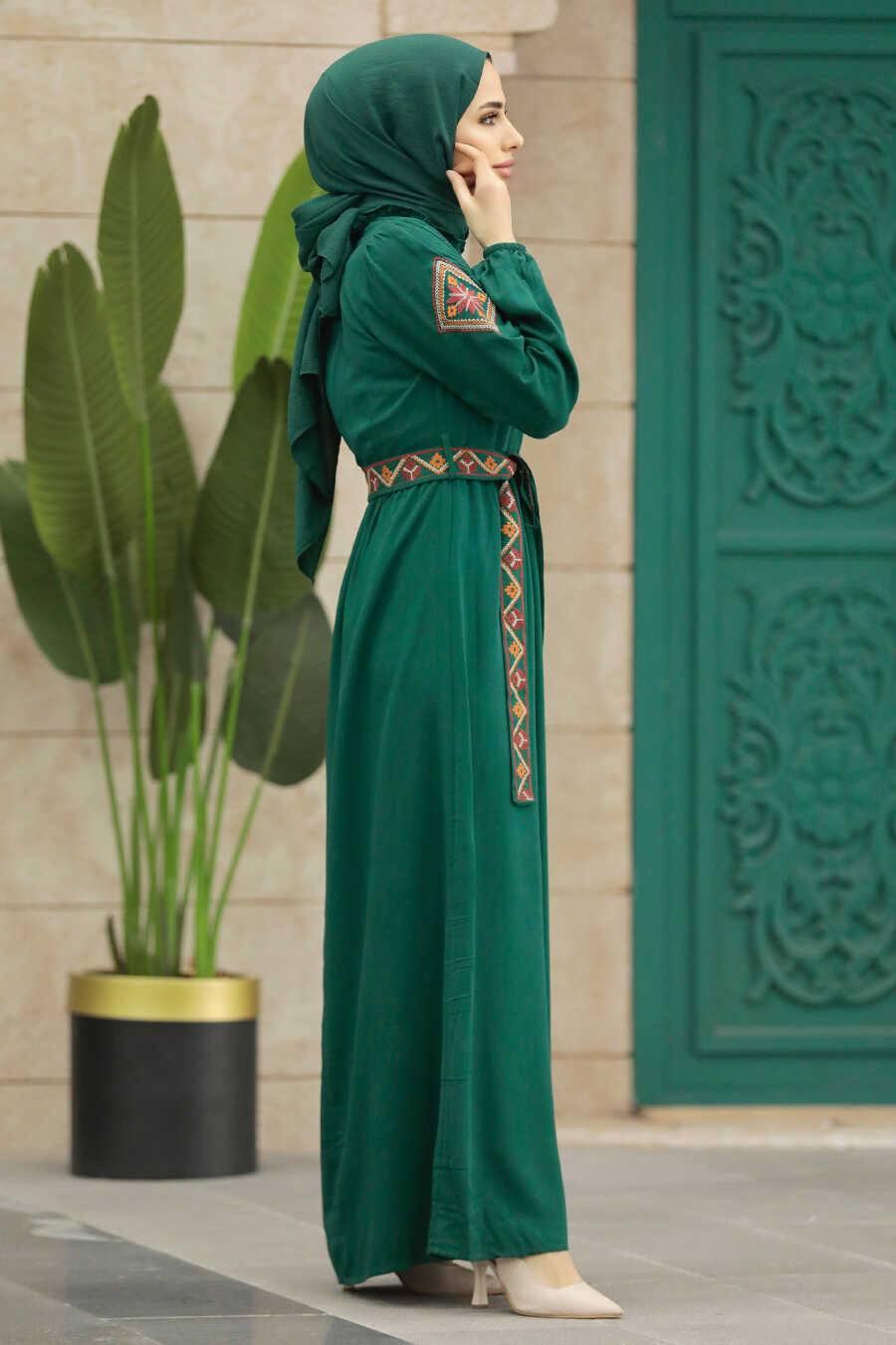 eyeshadow looks with green dress Modest A-line Long Sleeves Tulle Prom Dress,Muslim Dress Y6969 –  Simplepromdress main image 1