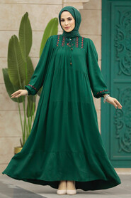  Emerald Green Long Muslim Dress 8966ZY - 1