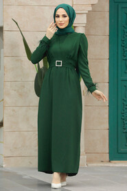  Emerald Green Muslim Bridesmaid Dress 8791ZY - 1