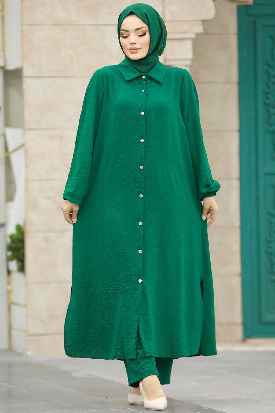 Neva Style - Emerald Green Plus Size Dual Suit 10101ZY
