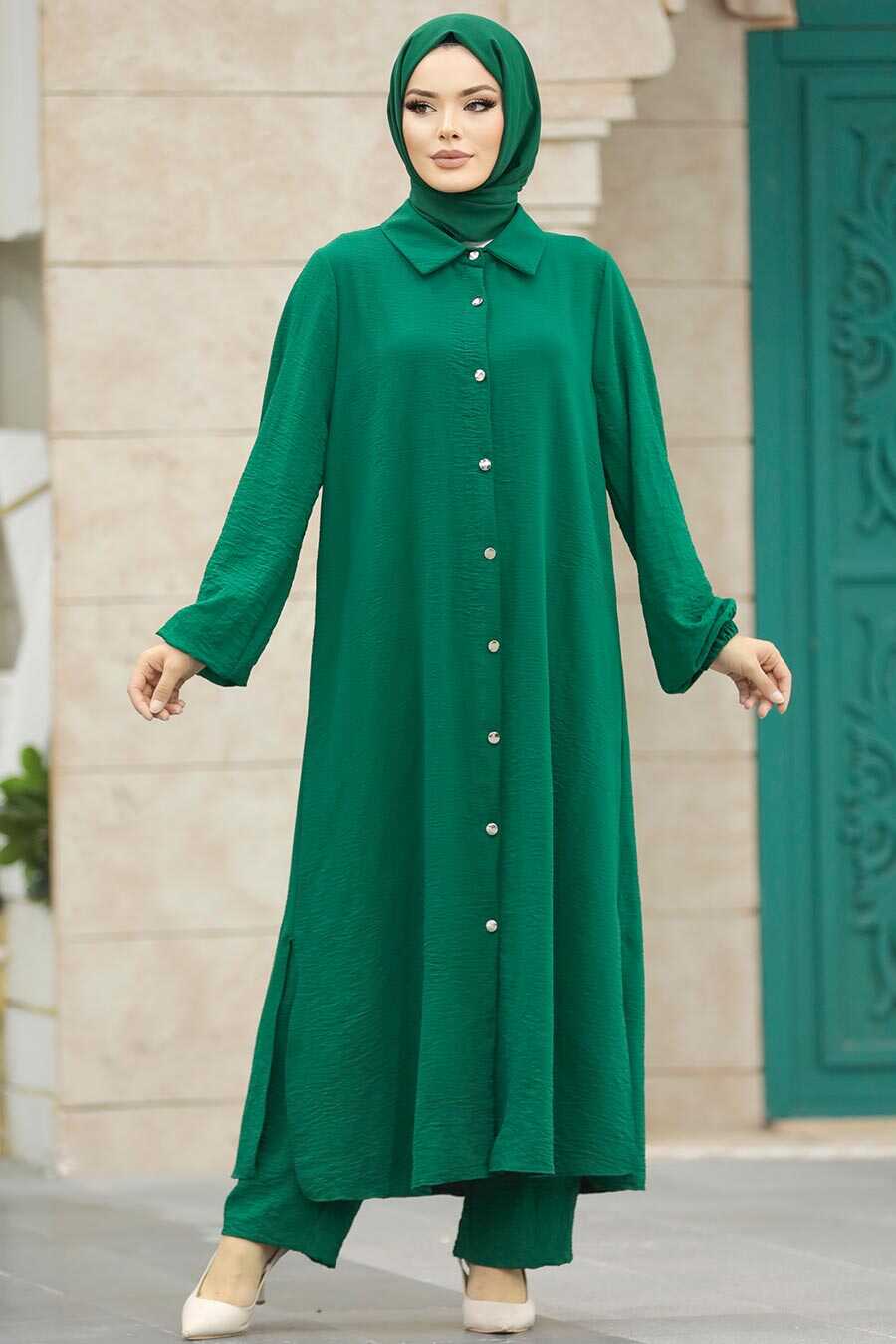 Neva Style - Emerald Green Plus Size Dual Suit 10101ZY