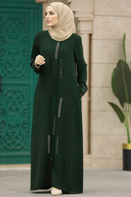  Emerald Green Plus Size Turkish Abaya 616ZY - 1