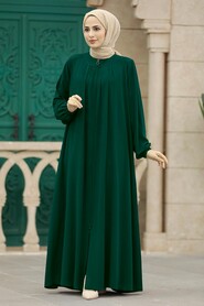  Emerald Green Plus Size Turkish Abaya 62316ZY - NEVA STYLE