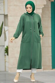 Neva Style - Emerald Green Women Coat 511ZY - Thumbnail