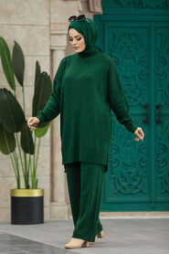 Neva Style - Emerald Green Women Knitwear Dual Dress 34341ZY - Thumbnail