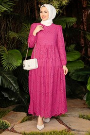  Fuchsia Hijab Dress 1073F - 1