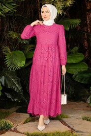  Fuchsia Hijab Dress 1073F - 2