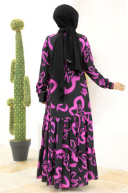 Neva Style - Fuchsia Long Sleeve Dress 12437F - 4