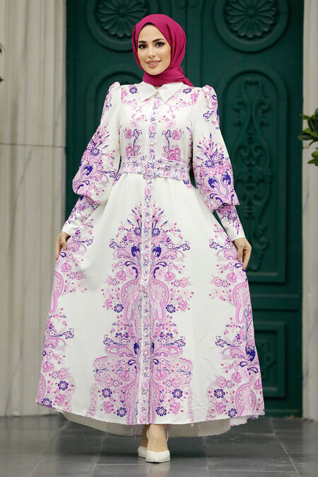  Fushia Hijab For Women Dress 22143F - NEVA STYLE