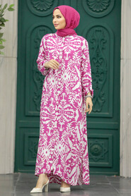  Fushia Hijab Turkish Dress 50104F - 2